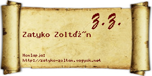 Zatyko Zoltán névjegykártya