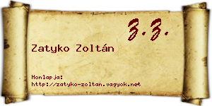 Zatyko Zoltán névjegykártya